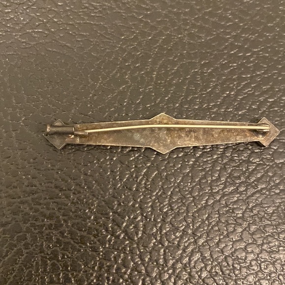 Antique Art Deco Bar Brooch 1920s Rhinestone Filigree Silver pin geometric shape - Picture 4 of 11